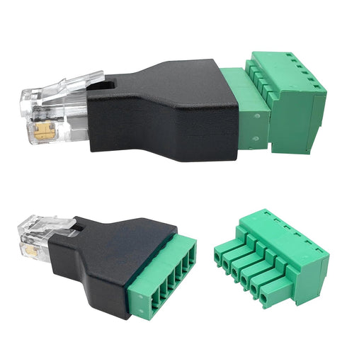 5Pcs RJ11 Male to 6 Pins Screw Terminal Block Adapter for Cat3 Telephone Handset Cords Extender, RJ12 6P6C Modular Connector...