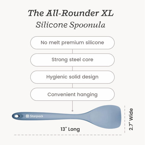 Starpack 'The All Rounder' XL Premium Silicone Spoonula Spatulas - Up to 600°F Heat Resistant Spatula Spoons - Best Silicone Spoonulas - Rubber Sp...