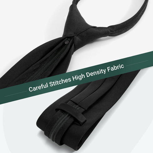 Pre Tied Adjustable Black Zipper Ties for Men 3.15" (8CM) Womens Solid Color Necktie...