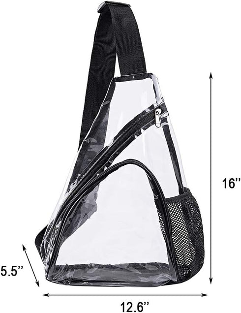 Clear PVC Sling Bag - Stadium Approved Clear Shoulder Crossbody Backpack...