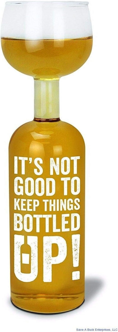 BigMouth Inc Original Wine Bottle Giant Glass -"It's not good to keep things bottled up!", Holds Full Bottle of 750ml Wine, Funny Gag Gift...