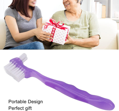 False Teeth Cleaning Brush, Elderly Portable False Teeth Container Denture Brush False Teeth Cleaning Home Travel(Purple)...