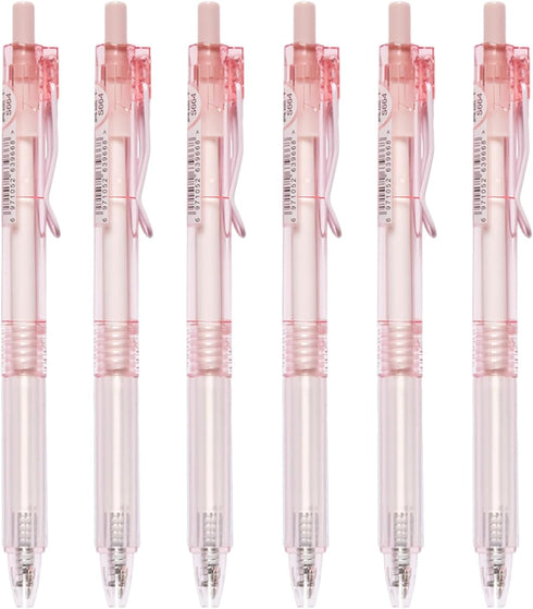 Retractable Gel Pens, 6 Pcs Quick Dry Black Ink Pens, 0.5mm Fine Point Smooth Writing Pens with Soft Silicone Grip, Cute Office School Supplies Gi...