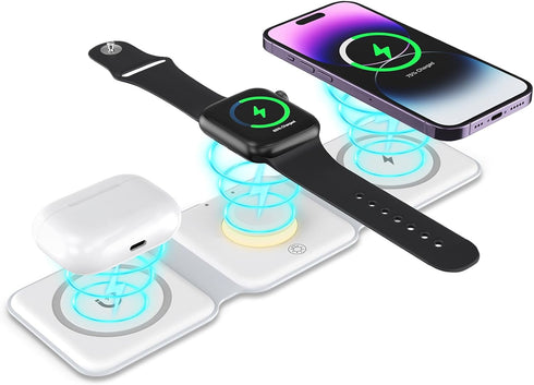 ????????????????? ??????????????? Criacr 3 in 1 Foldable Wireless Charger, Magnetic Fast Wireless Charging Pad, Compatible with iPhone 15/14/13/12...