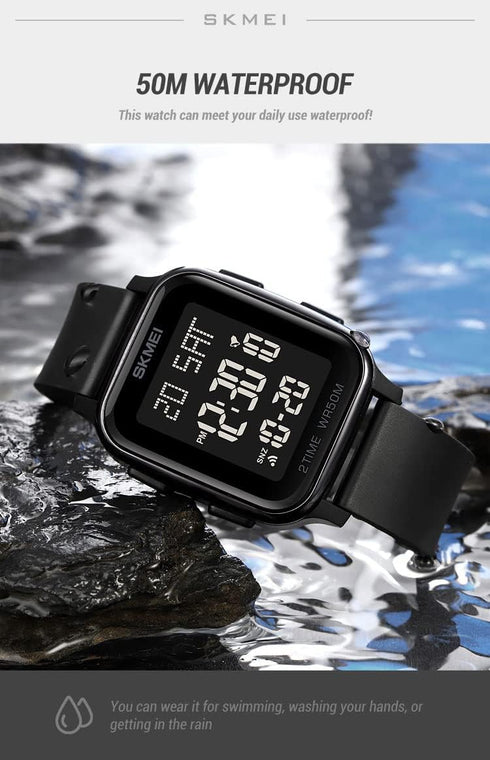 Gosasa Classic Square Face Unisex Women's Men's Digital Multifunction Outdoor Casual Watch Countdown 50M Waterproof Led Light Wristwatch...