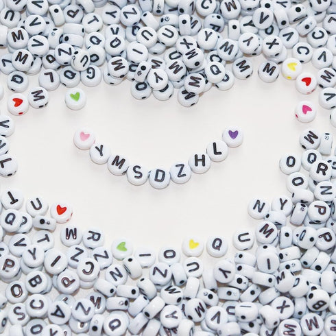 Alphabet Beads A-Z 1400Pcs Letter Beads, Acrylic 4x7mm Round Letter Beads Kits,Black Digit and Colorful Smile Beads for Bracelets Necklaces DIY Je...