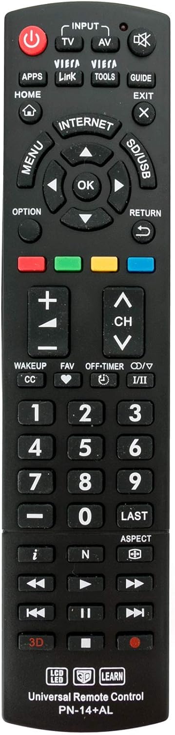 Universal Replacement Remote fit for Panasonic TV PN-14L PN-14 PN-14+AL EUR7627Z20 N2QAYB000486 N2QAYB000837 N2QAYB000926 N2QAYB000221 N2QAYB00070...