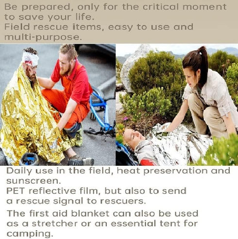 GALAXYLENSE 4 Packs Mylar Thermal Blanket for Survival Emergency First Aid Kits Army Outdoors Hiking Camping Bug Out Trauma Desert All Weather Con...