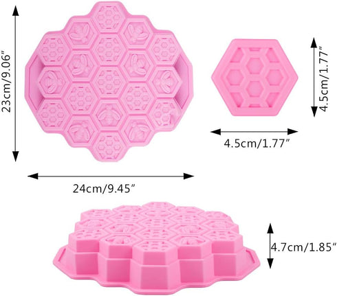 2 Pcs 19 Cavities Honeycomb Silicone Cake Molds FineGood Muffin Cookie Baking Pan Candy Soap Making Divided Moulds-Pink & Purple...