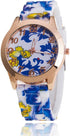 CdyBox Women Ladies Girls Floral Dial Silicone Band Analog Watches Rose Gold Tone Numbers (5 Pack)...