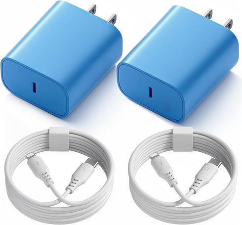 Phone Charger Fast Charging, 2 Pack 20W PD USB C Wall Fast Charger Block with 6FT Type C to Lightning Cable, Fast Charging Cable Compatible for Ph...
