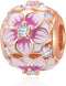 Rose Gold Charms Sterling Silver fit Pandora Style Bracelets-Birthday/Heart/Angel Wing/Feather/Star...