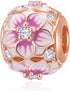 Rose Gold Charms Sterling Silver fit Pandora Style Bracelets-Birthday/Heart/Angel Wing/Feather/Star...