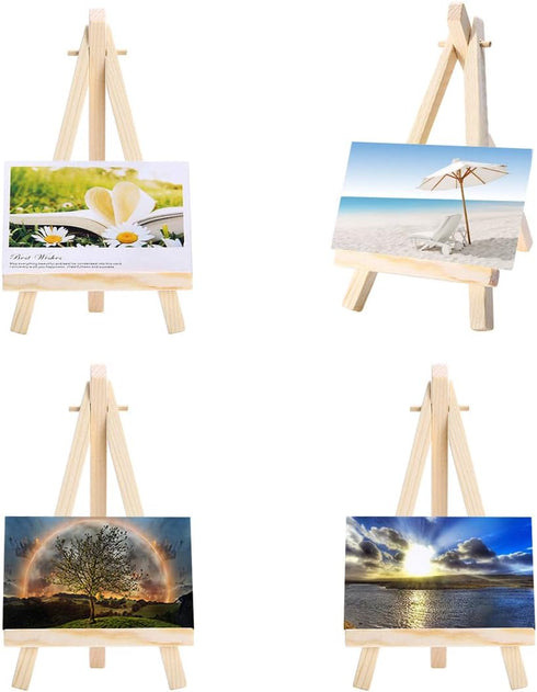10pcs Wooden Artist Easel Triangle Cards Stand Display Wedding 6 inch Artist Tripod Tabletop Holder Stand - Painting Party, Kids Crafts, Oil Acryl...