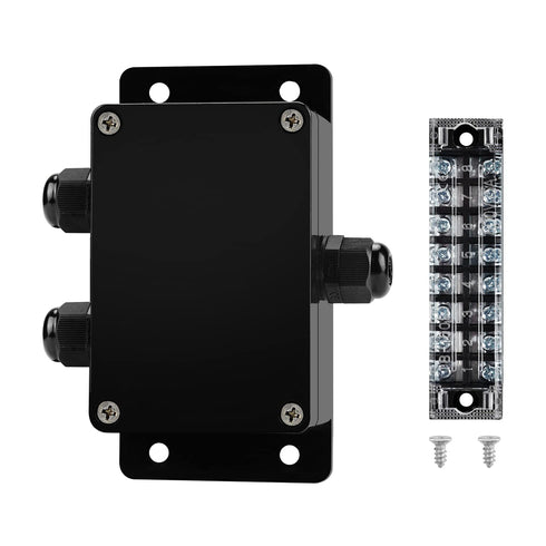 ABS IP67 Waterproof Dustproof Electrical Junction Box, with 15A 600V Barrier Terminal Cable Connector, 1 in/2 Out Power Junction Box?3.93*2.67*1.9...