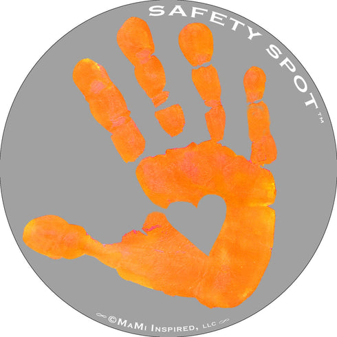 Magnet - Kids Handprint for Car Parking Lot Safety - Gray Background (Orange)...