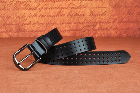 Hollow Leather Belts for Women, Soft Leather Womens Belts with Pin Buckle...