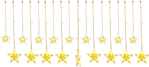 TOFU Star Curtain Lights, 108 Led 12 Stars Remote Window Curtain String Lights Plug in with 8 Flashing Modes Decoration for Christmas, Wedding, Be...