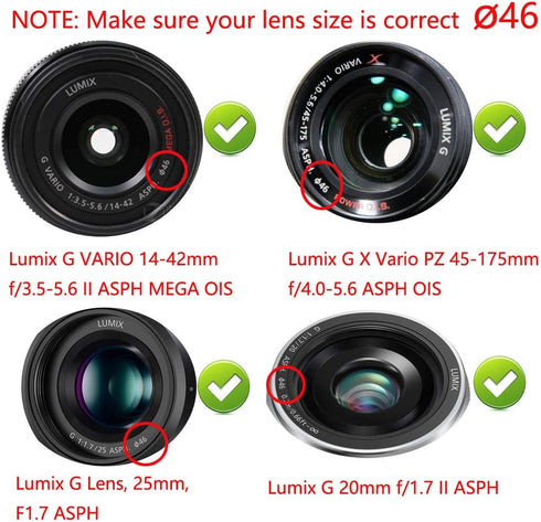 Z50 Lens Cap 46mm Compatible for Nikon Z50 w/NIKKOR Z DX 16-50mm, Compatible for Panasonic Lumix G Vario 14-42mm Lens, 2 Packs...