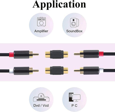 10 Pack Audio Video Gold RCA Female to Female Coupler Connector Adapters,Gold Plated RCA Female to Female Coupler,Compatible with Phono,Speaker,RC...