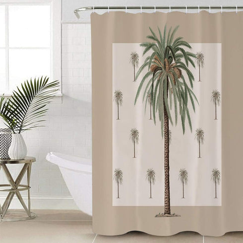 Palm Tree Shower Curtain Set with Hook 36" x 72",Tropical Summer Beach Plant Leaves Washable Cloth Polyester Fabric Shower+Curtain,Waterproof Bath...