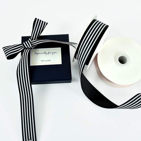 Black White Striped Ribbon 1 Inch Wide Fabric Grosgrain Ribbons 25 Yards Roll for Gift Wrapping Valentine's Day DIY Hair Accessories Crafts Party ...