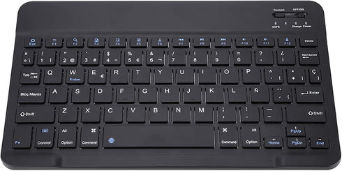 Spanish & English Language Keyboard, Rechargeable Portable Mini Keyboard with 7 Multimedia Keys, 78 Buttons, for iOS/for/for Android Tablet...