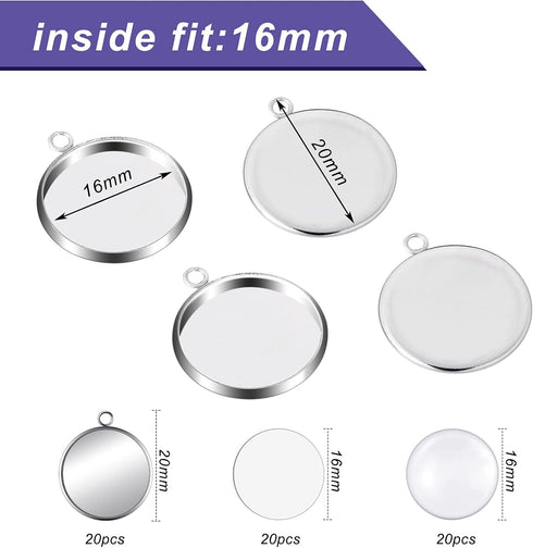 60 Sublimation Pendant Tray for Jewelry Making Include 20 Round Blank Pendant Base 20 Flatback Clear Glass Dome 20 Aluminum Sheet Sublimation Blan...
