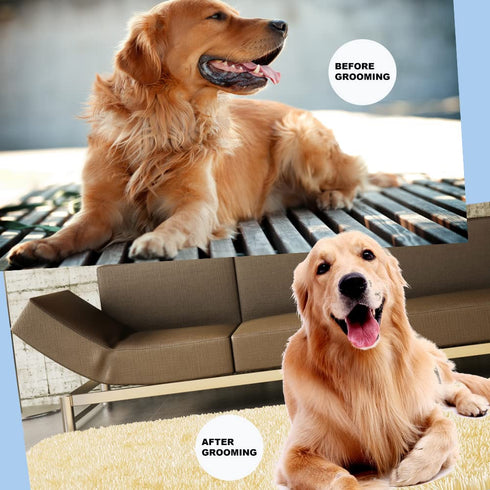 Penguin Dematting Comb for Dogs, Double Sided Shedding and Dematting Undercoat Cat Deshedding Brush with 17+9 Teeth, Cute Cat Matted Fur Remover A...