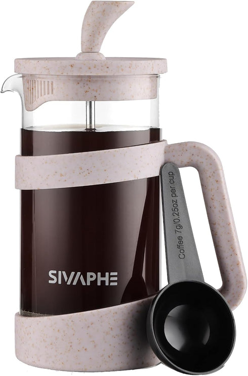 Sivaphe Small French Press 12 fl.oz Light-weight Durable High Borosilicate Carafe with Stainless Steel Filter 0.35L Coffee Maker Frothed...