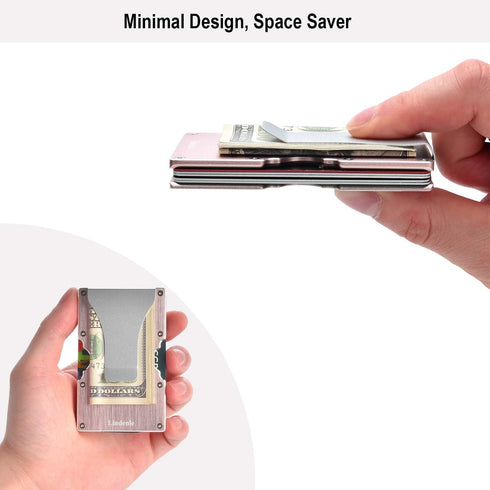 Minimalist Wallet Small Card Holder Slim Front Pocket Wallet RFID Blocking Money Clip Women Men (z Brushed Rose Gold)...