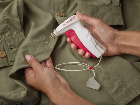 Buttoneer Button Fastening System - NEW and Improved! - Attaches Buttons & More in Seconds - No Sewing Necessary & Works on Most Fabrics...