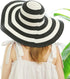 Womens Sun Straw Hat Wide Brim Sun Hat Sun Protection Straw Hat UV Foldable Roll Up Floppy Beach Cap Black and White...