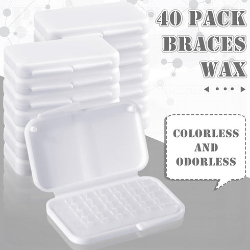 Sinmoe 40 Pack Braces Dental Wax Orthodontic with Storage Case and Small Plastic Cutter Repair Kit for Dental Care Braces Wearer Braces Brackets (...