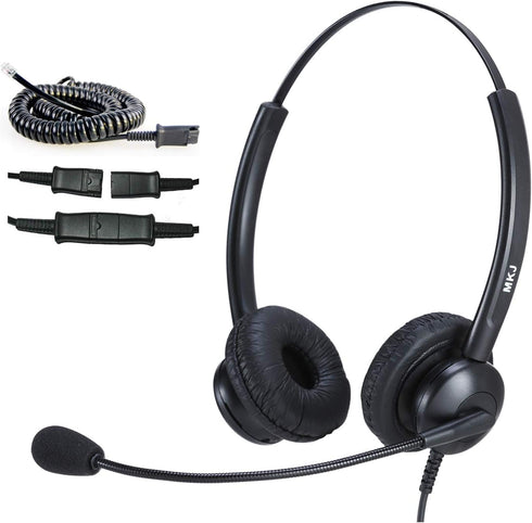 MKJ Headset for Cisco Phones Dual Ear Landline Headset with Noise Cancelling Microphone for Cisco Telephone CP-7821 7841 7941G 7942G 7945G 7960 79...