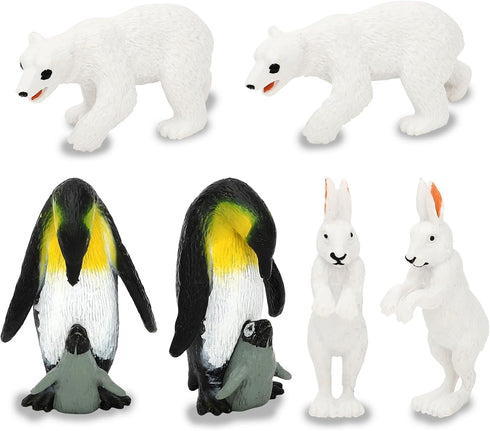 ONEST 25 Pieces Mini Arctic Animals Figurines Set Polar Animal Toys Plastic Arctic Tundra Deer Toy Animal Small White Bear Arctic Fox for Kids Bir...