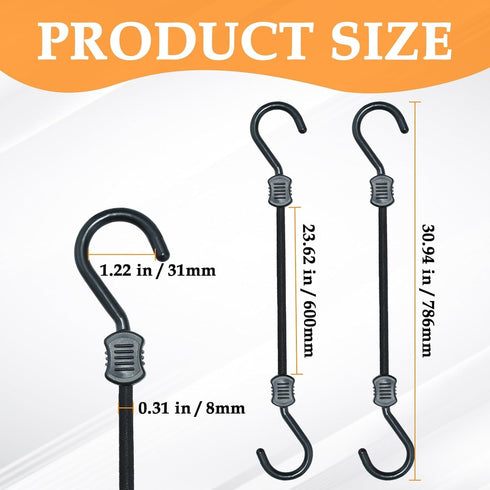 Bungee Cords with Hooks, 24 Inch Superior Latex Heavy Duty Outdoor Bungee Cords with Plastic Steel Hooks for Camping, Tarps, Bike Rack, Tent (4 Pa...