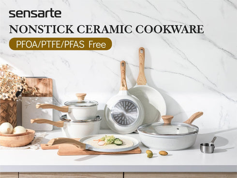 SENSARTE Frying Pan Bakelite Handle Accessories Repalcement Compatible for Sensarte White Ceramic Collection Pots and Pans...