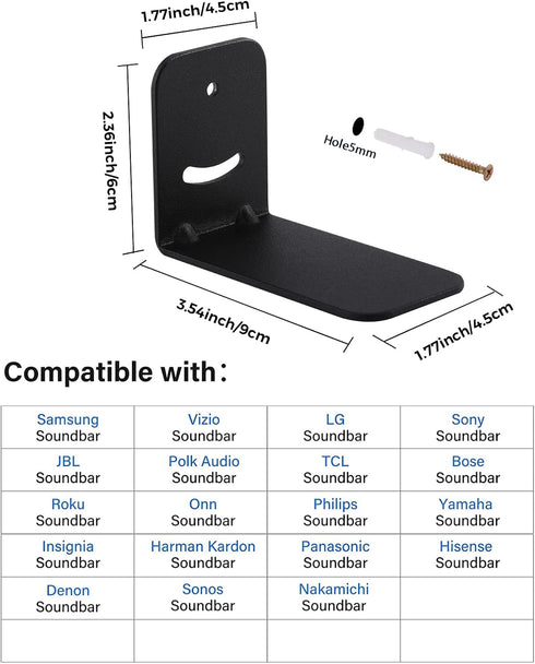 Universal Sound Bar Mount Brackets Wall Mount Shelf for Samsung, Sony, LG, JBL, Polk Audio, Vizio, Roku, Bose, Onn Soundbar Mount Mounting Bracket...