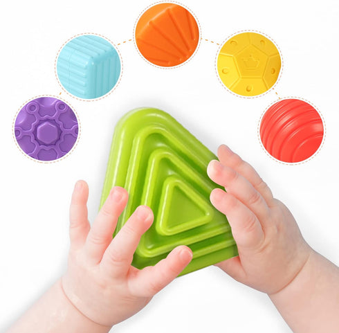Montessori Toys for 1 Year Old, Cube Bin & 6 Sensory Shape Blocks, Baby Toys 12-18 Months, Developmental Infant Birthday Gifts for Learning Toddle...