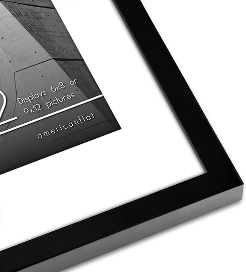 Americanflat 9x12 Picture Frame with Shatter-Resistant Glass - Use as 6x8 Frame with Mat or Display 9x12 Photo Without Mat - Streamline Collection...