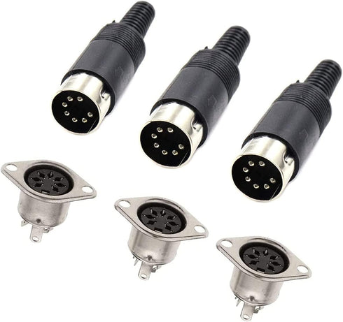 jing 7 Pin DIN Male Plug Female Adapter Socket Panel Mount Chassis Audio AV Solder 7 pin din Connector 3 Sets...
