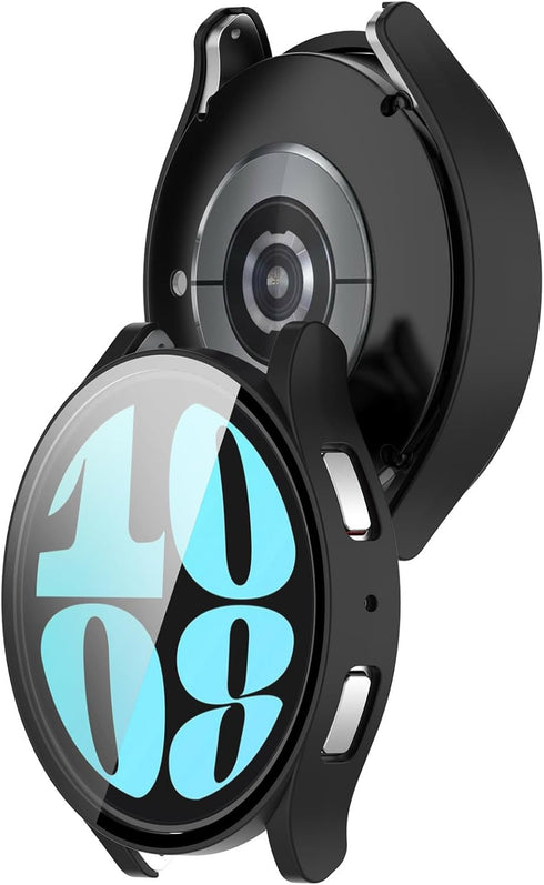 Smartwatch Full Coverage PC Protective Case Cover with Tempered Glass Screen Protector Compatible with Samsung Galaxy Watch 6 40mm, Soft and Durab...