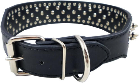 20-26" Length 2" Width Spike Rivets Leather Dog Pet Collars for Pitbull Mastiff Boxer (Black,M)...