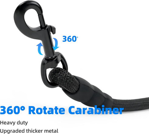 Mile High Life Dog Leash with Comfortable Padded Handle | Black Nylon Rope Dog Leash | Heavy Duty 6 Feet Dog Leashes (Black)...