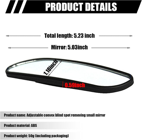 2 PCS Car Rearview Auxiliary Mirror Accessories with Adhesive, 5.0In x 1.1In Adjustable Vehicle Blind Spot Mirrors, Universal HD Wide Angle Rear V...