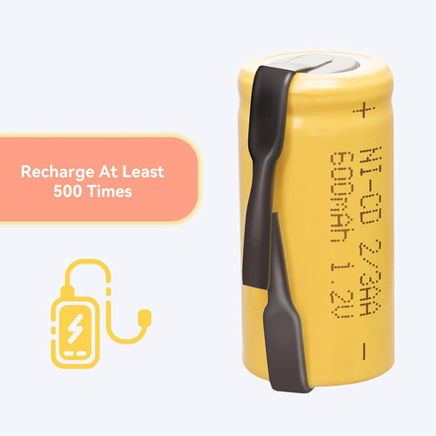 AA Ni-Cd 1.2V 2/3AA 600mAh Rechargeable Battery - 12pcs yellow...