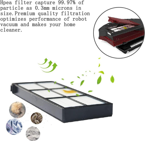 Extractor Roller Side Brushes & Hepa Filters Replenishment Kit Compatible with iRobot Roomba 800 900 Series 805 860 861 870 871 880 890 891 960 98...