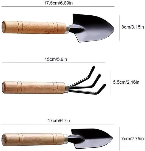 Garden Tool Set - Minature Steel Gardening Hand Tools Kit with Ergonomic Wooden Handles | Includes Trowel, Transplanter, Cultivator | Perfect Gard...