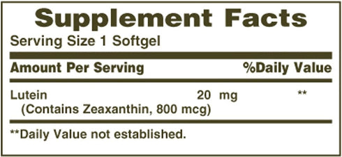 Nature's Bounty Lutein 20 mg 40 Softgels (Pack of 2)...